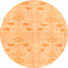 Round Machine Washable Abstract Orange Modern Area Rugs, wshabs1032org