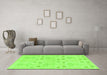Machine Washable Abstract Green Modern Area Rugs in a Living Room,, wshabs1032grn