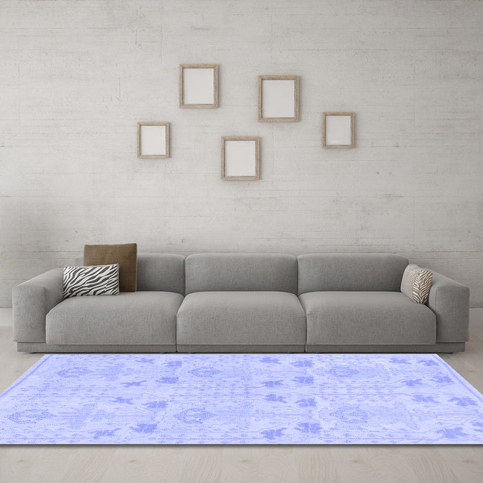 Machine Washable Abstract Blue Modern Rug in a Living Room, wshabs1032blu