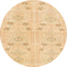 Round Machine Washable Abstract Mustard Yellow Rug, wshabs1032