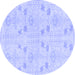 Round Machine Washable Abstract Blue Modern Rug, wshabs1032blu