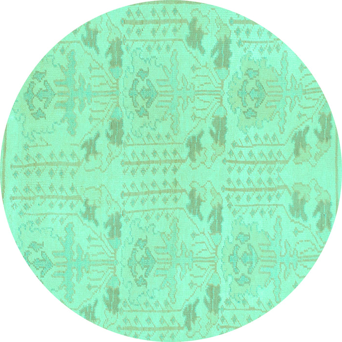 Round Abstract Turquoise Modern Rug, abs1032turq