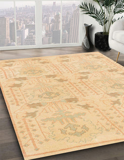 Machine Washable Abstract Mustard Yellow Rug in a Family Room, wshabs1032