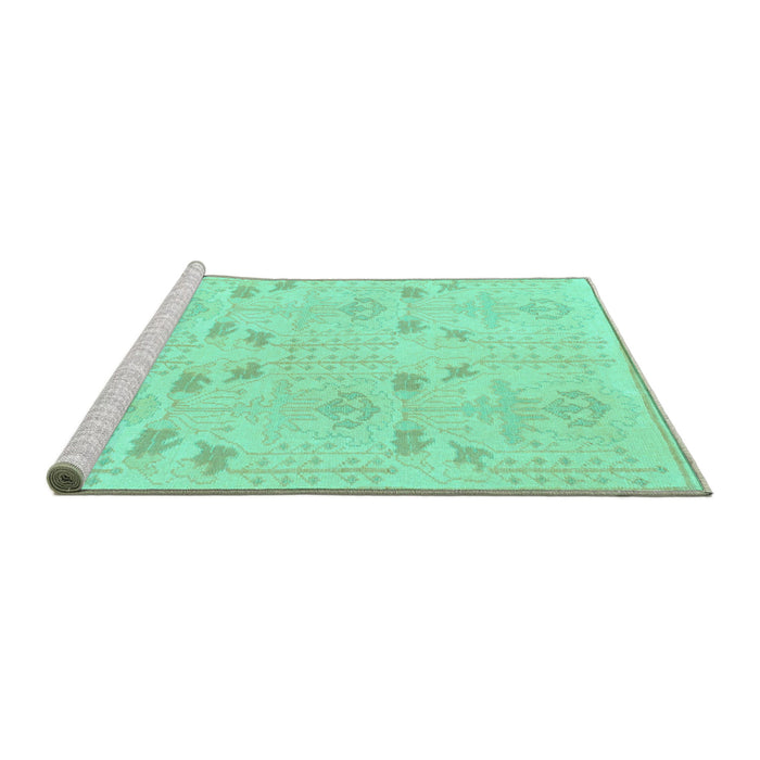 Sideview of Machine Washable Abstract Turquoise Modern Area Rugs, wshabs1032turq