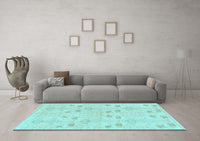 Machine Washable Abstract Light Blue Modern Rug, wshabs1032lblu