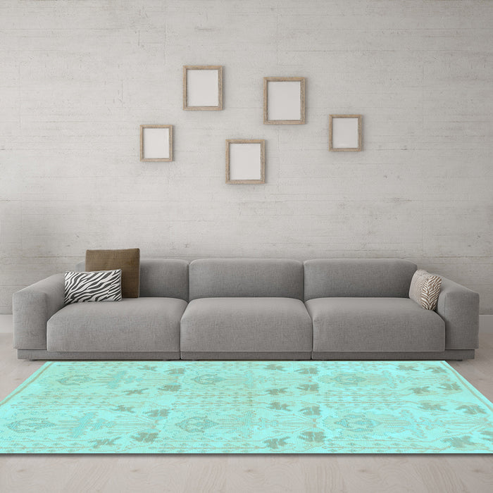 Machine Washable Abstract Light Blue Modern Rug in a Living Room, wshabs1032lblu