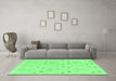 Machine Washable Abstract Emerald Green Modern Area Rugs in a Living Room,, wshabs1032emgrn