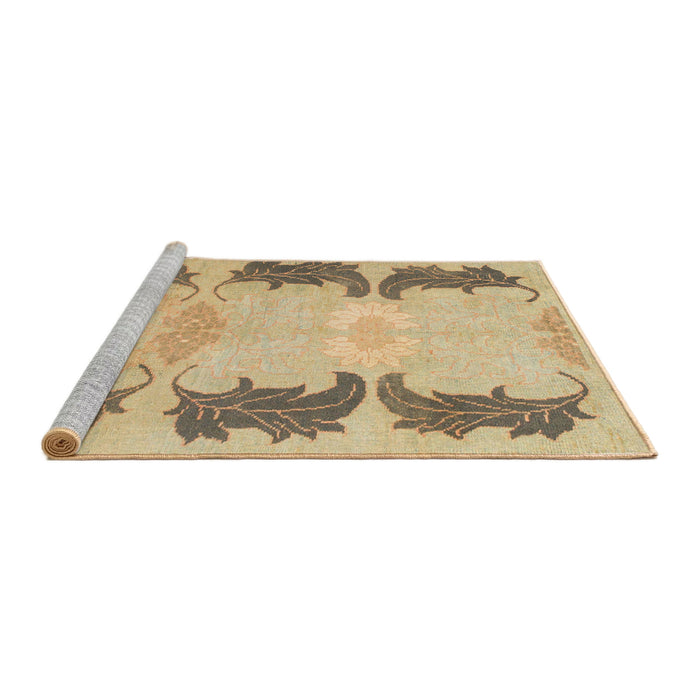 Sideview of Machine Washable Abstract Bronze Brown Rug, wshabs1033