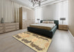 Machine Washable Abstract Bronze Brown Rug in a Bedroom, wshabs1033