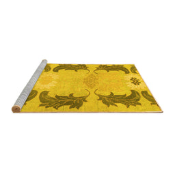 Sideview of Machine Washable Abstract Yellow Modern Rug, wshabs1033yw
