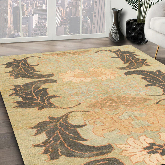Machine Washable Abstract Bronze Brown Rug in a Family Room, wshabs1033