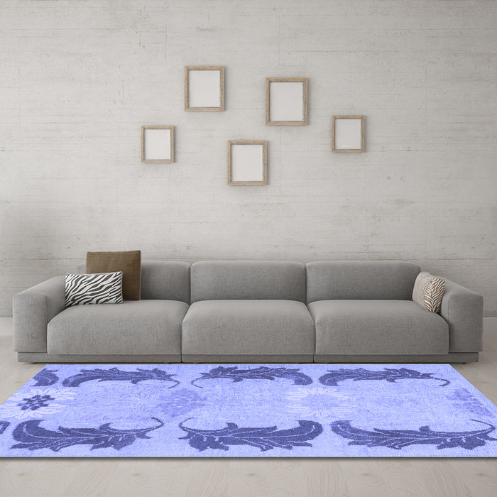 Machine Washable Abstract Blue Modern Rug in a Living Room, wshabs1033blu