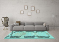 Machine Washable Abstract Light Blue Modern Rug, wshabs1033lblu