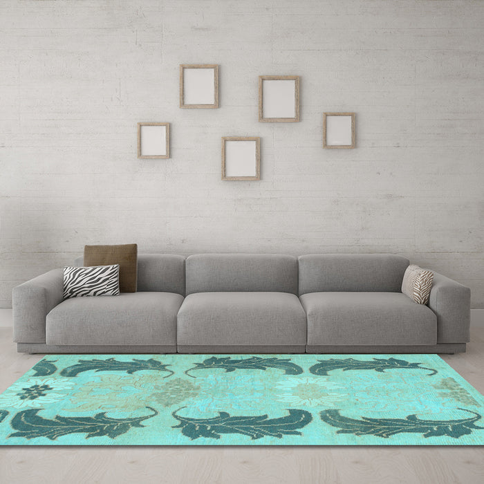 Machine Washable Abstract Light Blue Modern Rug in a Living Room, wshabs1033lblu