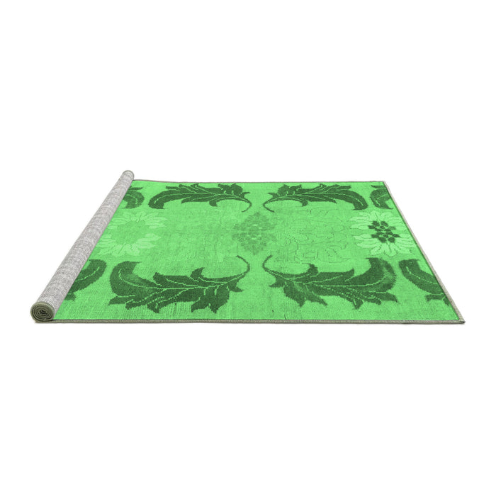 Sideview of Machine Washable Abstract Emerald Green Modern Area Rugs, wshabs1033emgrn