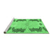 Sideview of Machine Washable Abstract Emerald Green Modern Area Rugs, wshabs1033emgrn