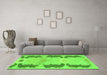 Machine Washable Abstract Green Modern Area Rugs in a Living Room,, wshabs1033grn