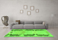 Machine Washable Abstract Green Modern Rug, wshabs1033grn