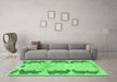 Machine Washable Abstract Emerald Green Modern Area Rugs in a Living Room,, wshabs1033emgrn