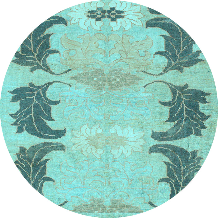 Round Machine Washable Abstract Light Blue Modern Rug, wshabs1033lblu