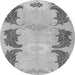 Round Machine Washable Abstract Gray Modern Rug, wshabs1033gry