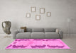 Machine Washable Abstract Pink Modern Rug in a Living Room, wshabs1033pnk