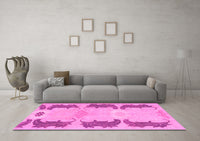 Machine Washable Abstract Pink Modern Rug, wshabs1033pnk