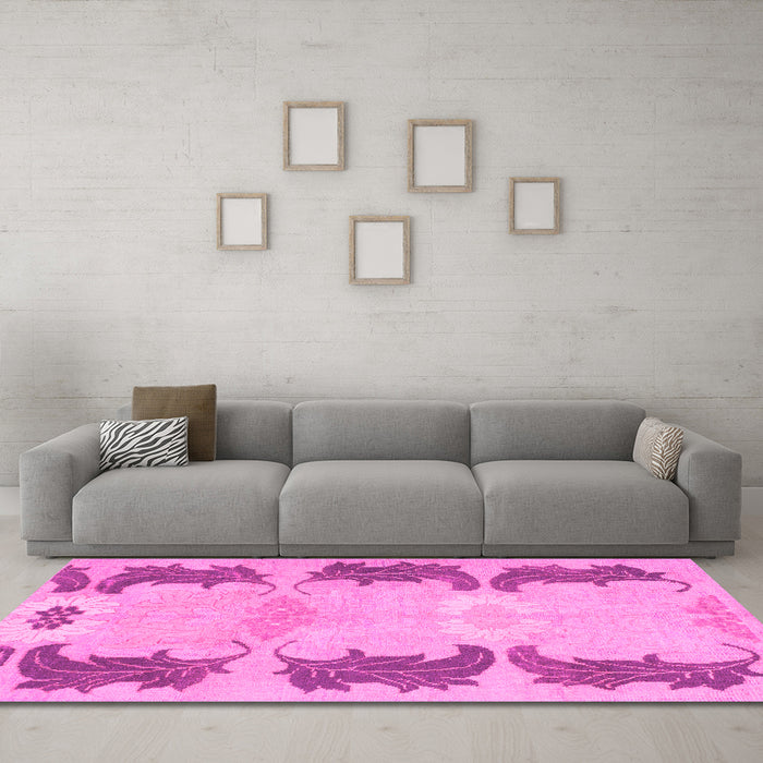 Machine Washable Abstract Pink Modern Rug in a Living Room, wshabs1033pnk