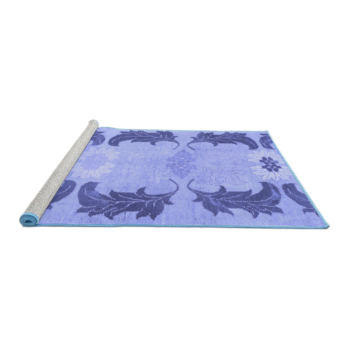 Sideview of Machine Washable Abstract Blue Modern Rug, wshabs1033blu