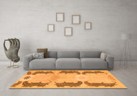 Machine Washable Abstract Orange Modern Rug, wshabs1033org