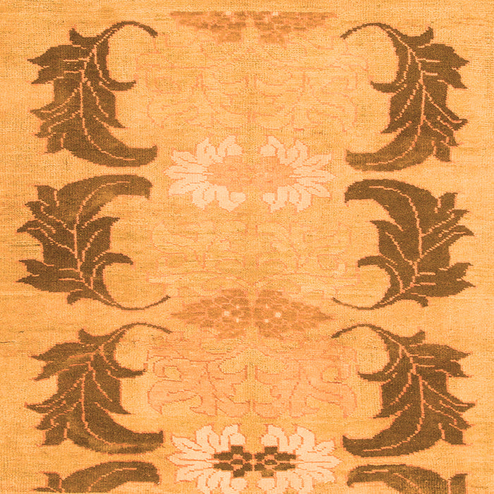 Square Machine Washable Abstract Orange Modern Area Rugs, wshabs1033org