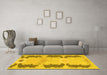 Machine Washable Abstract Yellow Modern Rug in a Living Room, wshabs1033yw