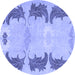 Round Machine Washable Abstract Blue Modern Rug, wshabs1033blu