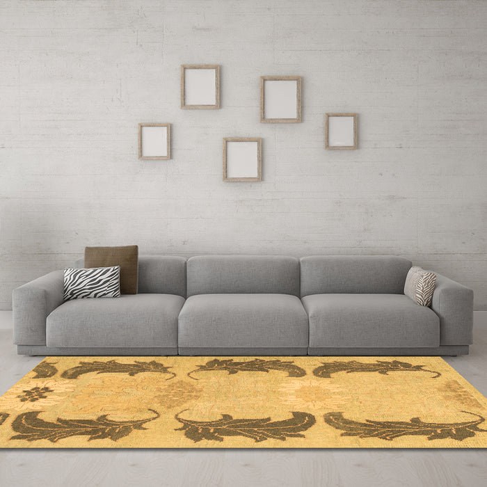 Machine Washable Abstract Brown Modern Rug in a Living Room,, wshabs1033brn