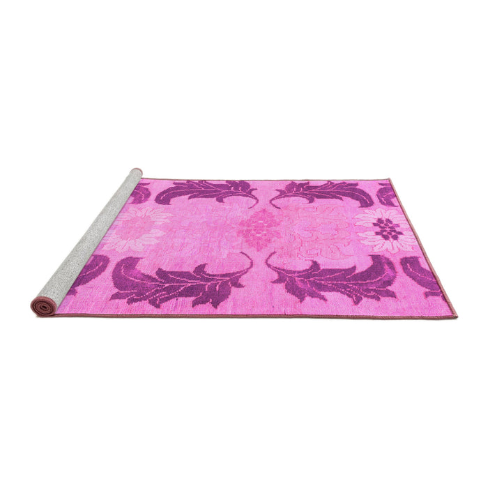 Sideview of Machine Washable Abstract Pink Modern Rug, wshabs1033pnk