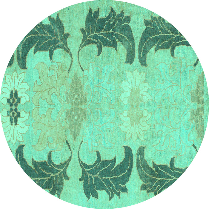 Round Abstract Turquoise Modern Rug, abs1033turq