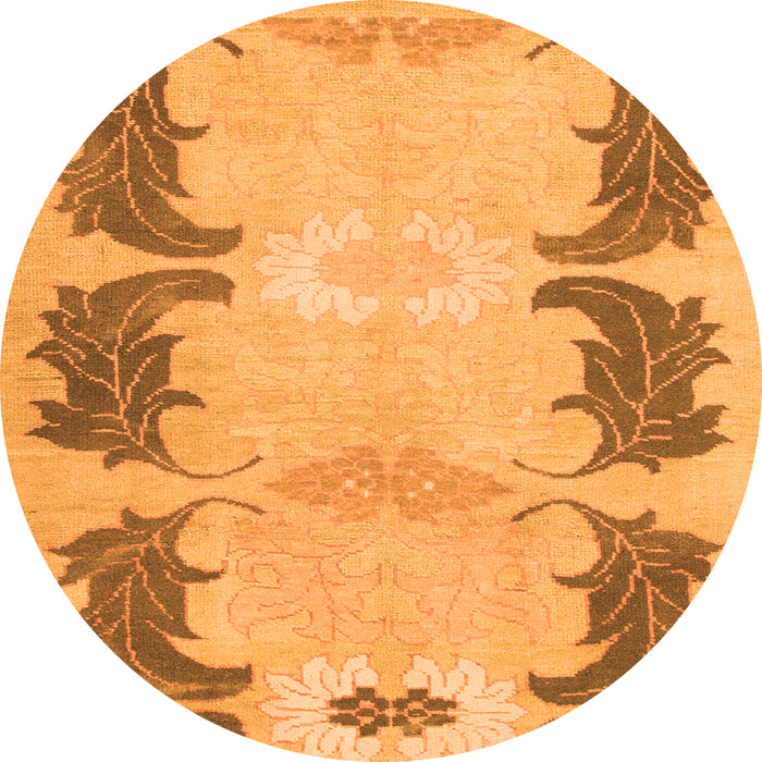 Round Machine Washable Abstract Orange Modern Area Rugs, wshabs1033org