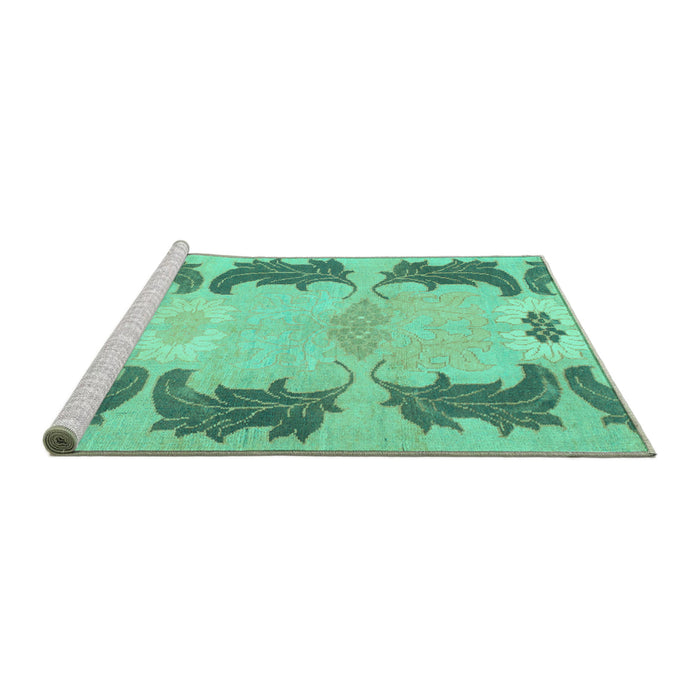 Sideview of Machine Washable Abstract Turquoise Modern Area Rugs, wshabs1033turq