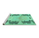 Sideview of Machine Washable Abstract Turquoise Modern Area Rugs, wshabs1033turq