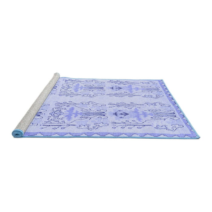 Sideview of Machine Washable Abstract Blue Modern Rug, wshabs1034blu