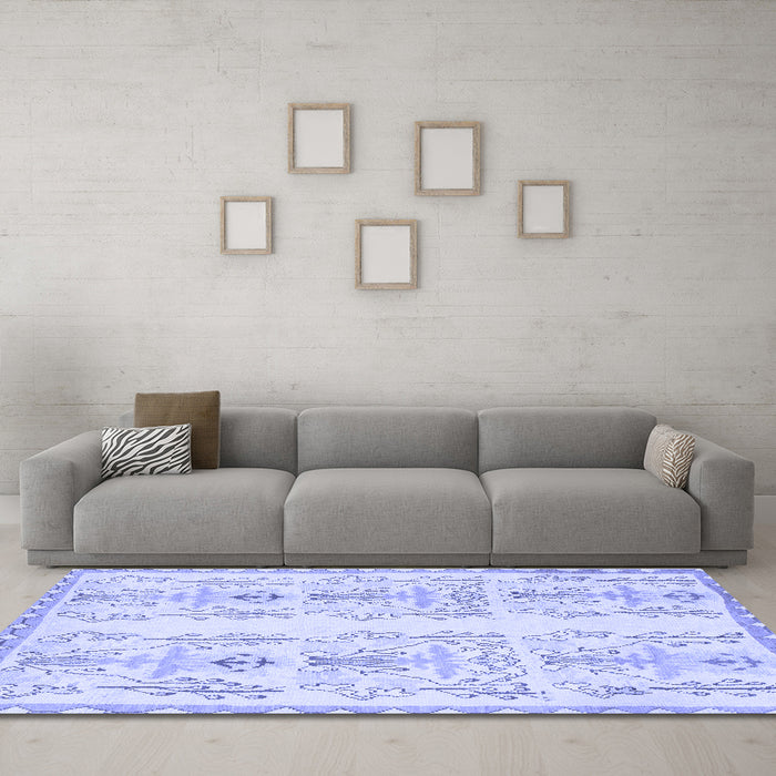 Machine Washable Abstract Blue Modern Rug in a Living Room, wshabs1034blu