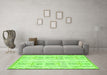 Machine Washable Abstract Green Modern Area Rugs in a Living Room,, wshabs1034grn