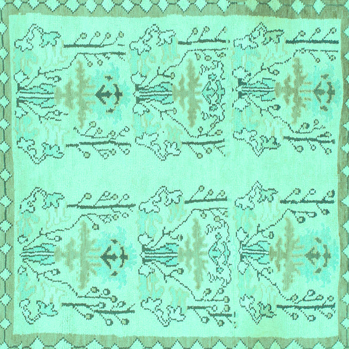 Square Machine Washable Abstract Turquoise Modern Area Rugs, wshabs1034turq