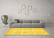 Machine Washable Abstract Yellow Modern Rug in a Living Room, wshabs1034yw