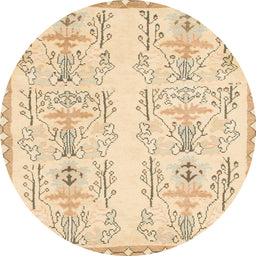 Round Machine Washable Abstract Khaki Gold Rug, wshabs1034