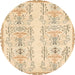 Round Machine Washable Abstract Khaki Gold Rug, wshabs1034