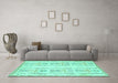 Machine Washable Abstract Turquoise Modern Area Rugs in a Living Room,, wshabs1034turq