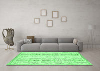 Machine Washable Abstract Emerald Green Modern Rug, wshabs1034emgrn