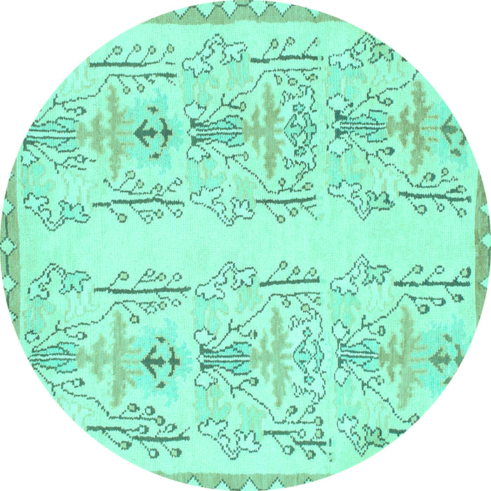 Round Machine Washable Abstract Turquoise Modern Area Rugs, wshabs1034turq
