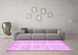 Machine Washable Abstract Purple Modern Area Rugs in a Living Room, wshabs1034pur
